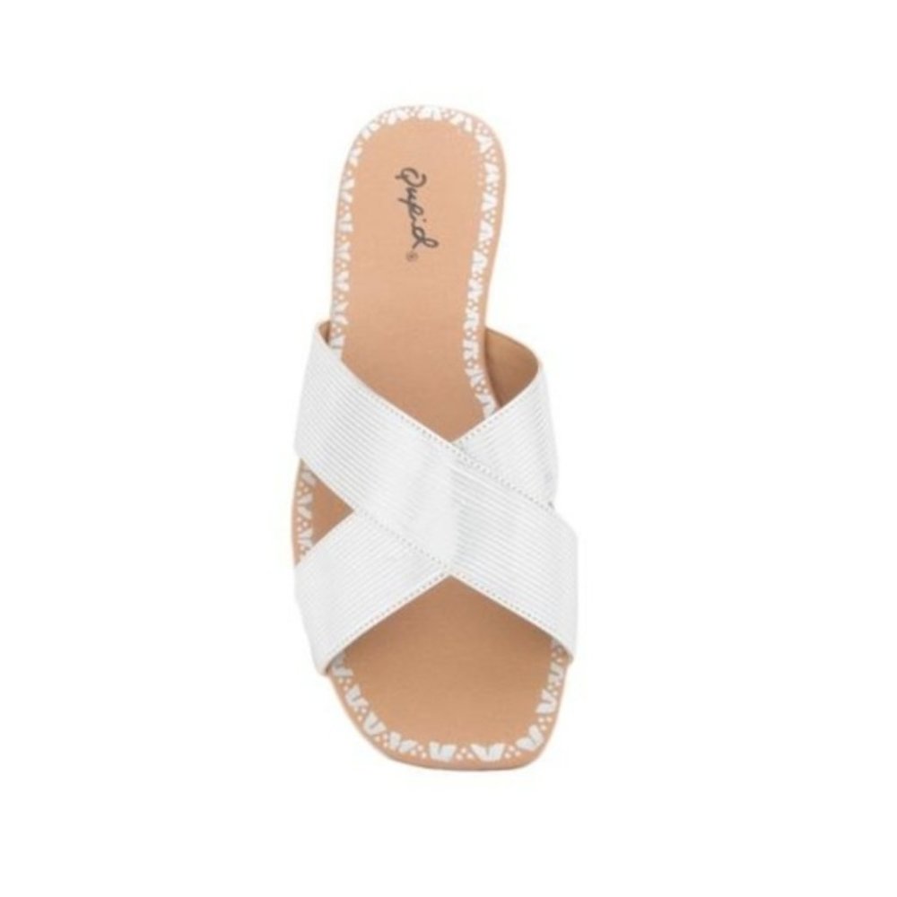 Silver Metallic Cabana Sandal Slide